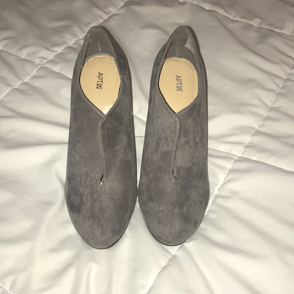Apt. 9 Gray Faux Suede High Heel Booties